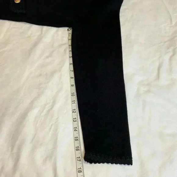 Sioni Black Open Front Cardigan Sweater with Gold Colored Buttons, Size Medium. - Picture 11 of 13